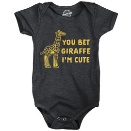 You Bet Giraffe Im Cute Baby Bodysuit Funny Saying Joke Graphic Jumper for Infants Funny Baby Onesies Brother Onesie for Baby Cool Animal Onesie Novelty Black 6 Months