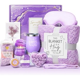 Regalos de Cumpleaños para Mujeres, Paquete de Cuidado Personal para mujeres, Regalos para Mujer Amiga Mama Esposa, Regalo San Valentin Caja de Rgalo Aniversario (Púrpura B)