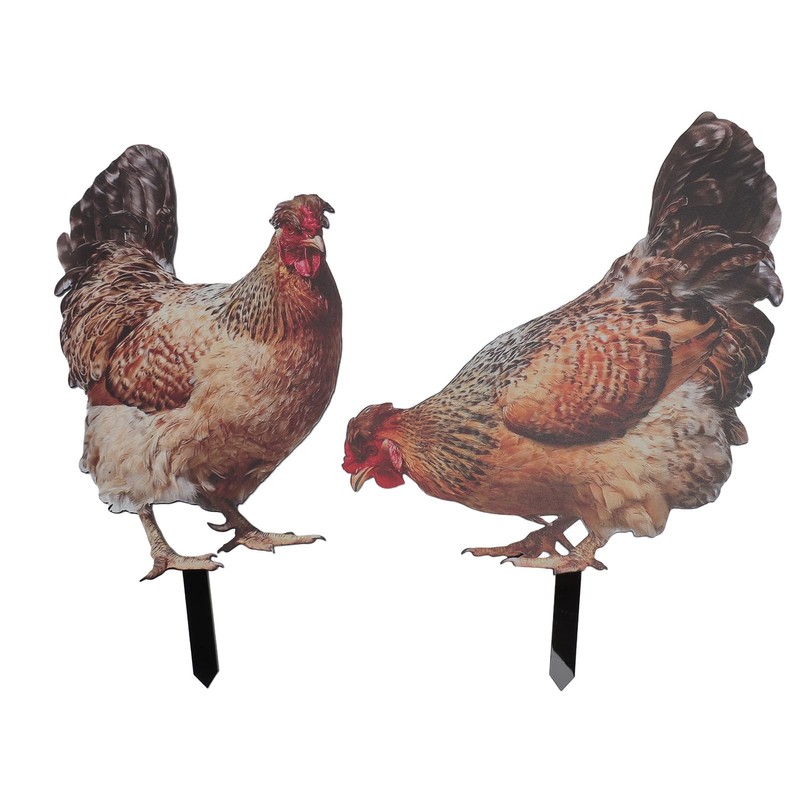 Doact Pack of 2 Chicken Garden Stakes, Handmade Chicken Lawn