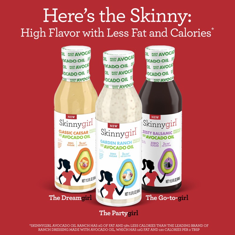 Skinnygirl Avocado Oil Salad Dressing, Garden Ranch, 11.5 Ounce