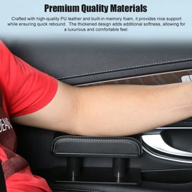 Car Armrest Pad Left Elbow Support Universal Leather Arm Rest Cushion Support 3 Adjustable Height Non-Destructive Installation