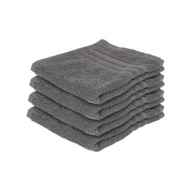Nicola Spring Cotton Wash Cloth - Charcoal - 30cm x 30cm - Pack of 4 - Adults Small Thick Fluffy Luxury Quick Dry Bathroom Soft Hotel Quality Face Hand Towel