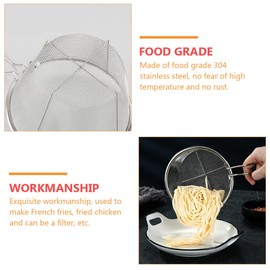 Cabilock 2pcs Frying Net Fine Mesh Stainless Steel Strainer Sieve Colander Strainer Basket with Handle Kitchen Round Wire Fry Basket Stainless Steel Wire Skimmer for Frying Food Pasta Spaghetti Noodle