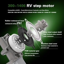 300-1406 RV Entry Step Motor, Compatible with,Replace OE #1820124,369506,SP-163669,SP-1636669 for RV, Coach, Motorhome and Transport Vehicles (1)