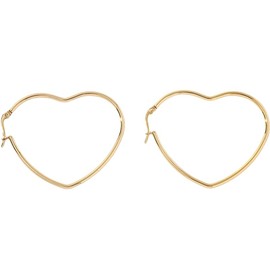 Hoop Earrings for Women, Fashion Jewelry Statement Large Geometric Heart Hoop Earrings, 14k Gold Plated Heart Hoop Earrings for Womens, Sweet Love Heart Earrings (Gold)
