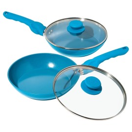 Safe-T-Grip 2-Pack 9" Ceramic Nonstick Frypans – TEAL