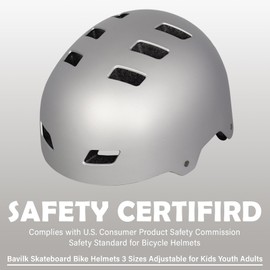Bike Helmet 3 Sizes for Teenager Kids Youth Adults,Bavilk Skateboard Helmet Adjustable Multi-Sport Bicycle Cycling Scooter Roller Skate Inline Skating Rollerblading for Girls Boys Women Men Teen
