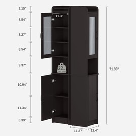 Baztin Tall Bathroom Storage Cabinet, Narrow Storage Cabinet with Adjustable Shelf Thin Linen Tower Two-Way Doors Contemporary Cabinet for Bathroom, Kitchen, Living Room, Espresso