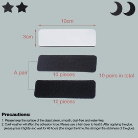 10 Pairs Industrial Strength Sticky Pads Heavy Duty,Extra Strong Hook and Loop Tape,Double Sided and Removable,for Wall,Floor,Metal,Plastics, Glasses etc(10 x 3 cm)