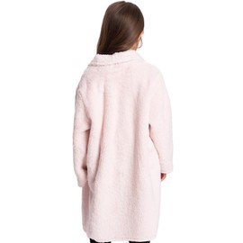 Mad Dog Sherpa Fleece Cardigans for Girls 5-12 Y, Cozy Kids Winter Fall Sweater Coats, Long Jacket for Home & Outdoor Wear, Pink, 7-8 Y