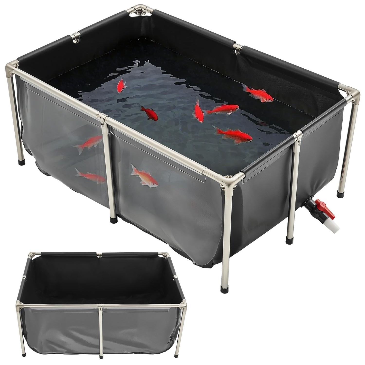 VEVOR KOI Aquarium Tank Above Ground Fish Pond, 127 Gallon Foldable ...