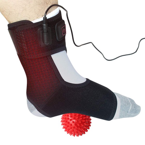 Creatrill Heated Achilles Tendonitis/Plantar Fasciitis Foot Ankle Wrap with 3 Level Controller, Pad for Moist Heat Therapy, Injuries Pain Relief for Sprains, Strains, Arthritis, Torn Tendons