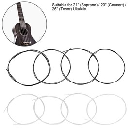Dilwe Ukulele Strings, 2 Sets 27inch White & Black Nylon Strings Replacement Part for Ukulele Instrument Accessory Ukulele Accessories