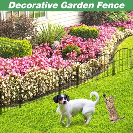 Decorative Garden Fence 21in(H) x18ft(L)14 Pack Garden Fencing Border No Dig Small Metal Barrier Short Plant Fence for Flower Bed Yard Patio Outdoor Landscape Décor