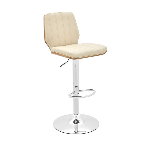 armen LIVING Sabine Adjustable Swivel Cream Faux Leather with Walnut