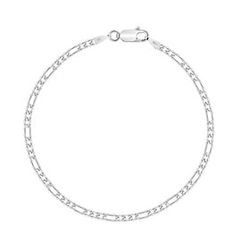 Planetys - Figaro (1+3) Bracelet Rhodium-Plated 925 Sterling Silver - 2.5 mm Width Lengths 18-19-20-21 cm, Silver, without stone