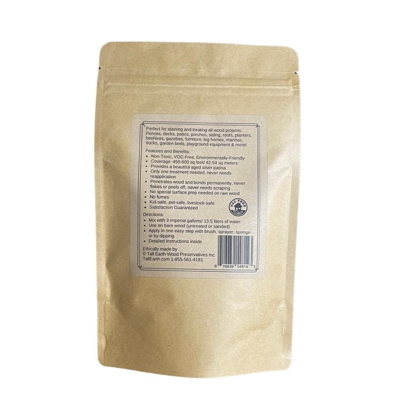 Tall Earth Eco-Safe Wood Treatment, Non-Toxic Stain, Silver Gray Patina,