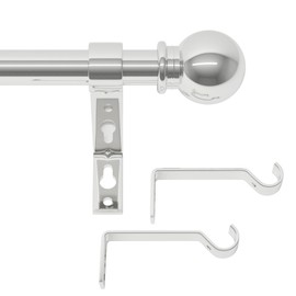 Silver Curtain Rods for Windows 32-62 inch, Adjustable Curtain Rod Set with Brackets, Decorative Curtain Rod for Bedroom, Living Room, Kitchen, 5/8 Diameter Heavy Duty & Easy Install