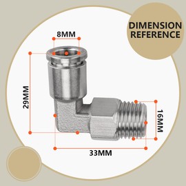Bwintech 3 Pcs 8mm Tubing OD x 3/8 BSP Female Thread Elbow Stainless Steel Push to Connect Pneumatic Push Lock Fitting