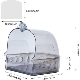 Lyfengdeam Bird Bath Cage - Transparent Hanging Bathtub with Hooks and Drawer for Cage Parrots, Pet Supplies for Clean Bathing, Shower Accessory with Easy Cleaning