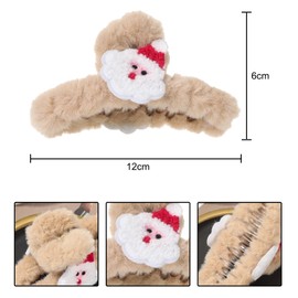 Miaija 2Pieces Christmas Hair Claw Clips Cute Santa Plush Hair Claw Clips with Santa Claus Pattern Hair Accessories for Women Girls