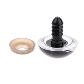 50PCS Clear and Black Plastic Safety Crystal Screw Doll Making Eyes with Washer DIY Sewing Crafting Buttons Craft Supply Puppet Teddy Bear Animal Stuffed Toys(Diameter 10mm)