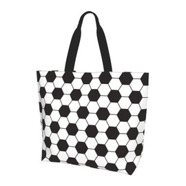 LUVOADALA Sport Soccer Pattern Large Tote Bag Simple Casual Portable Shoulder Bags Reusable Grocery Handbag For Women Beach Gym Travel Shopping Work Dance Gifts