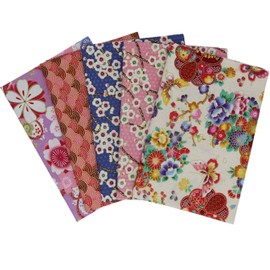 aufodara Cotton Craft Fabric Squares Patchwork Bundle, 5Pcs 50 x 50 cm Japanese Style Printed Floral Beautiful Gold Patterns Bronzing Cloth for Sewing Quilting DIY Artcraft Handwork (Pink, Blue)