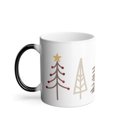 Thermoreagierende Tasse Magische Tasse – Weihnachtsbäume Winter Geschenk Weihnachtsmann – 325 ml