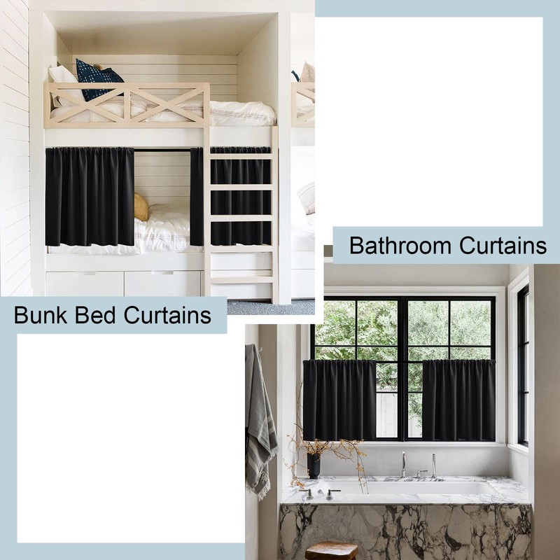 Extra Wide Blackout Curtains for Small Bedroom Windows, 2 Panels