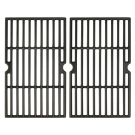 Hisencn Grill Cooking Grates for Char Griller Charcoal Grill 1624 E1515 22424 1515 1224 1616 Smoker Box, Side Fire Box, Cast Iron Grill Grid Replacement Parts 2-Pack