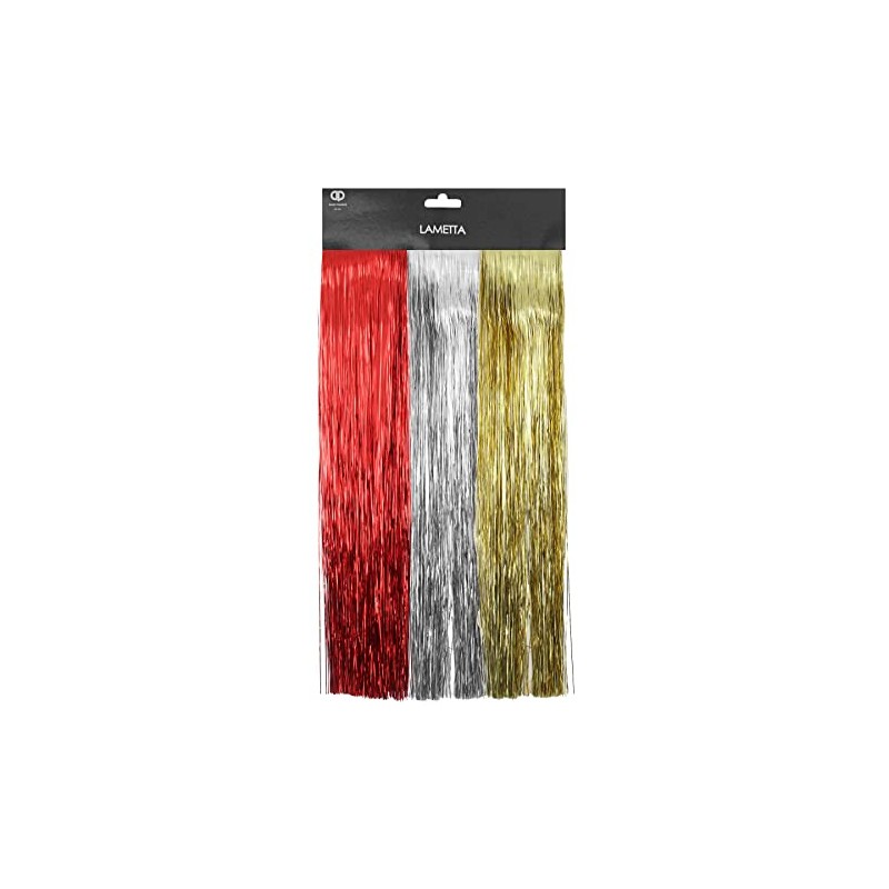Pack of 3 - Christmas Decorative Tinsel Red/Gold/Silver Lametta