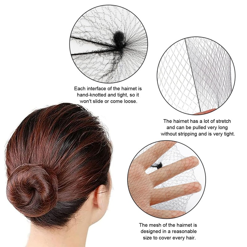 WUBAYI 40PCS Invisible Bun Nets,Hair Nets for Women Buns,Invisible Elastic