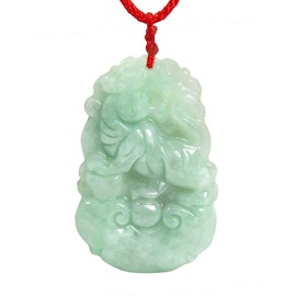Dahlia Chinese Zodiac Jade Necklace, Real Grade A Certified Burma Jadeite, Adjustable Lucky Red Cord, Tiger Q90