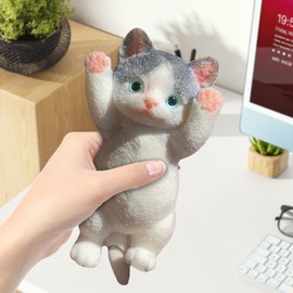 Cat Sticky Squishy Toys,Cute Cat Squishies Squeeze Soft Cat Squishies Stress Relief Sensory,Squeeze Toy Gifts for Christmas Birthday Holiday (Grey)