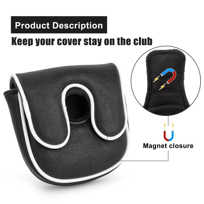 Black Style Mallet Putter Headcover Magnetic Closure for LAB DF3