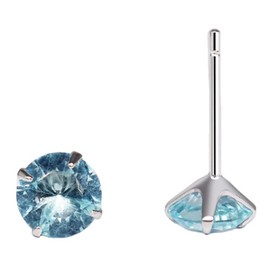 Glam Jewelry Birthstone Earrings, Women's, Single Earring, Zirconia, Hypoallergenic, Simple, Platinum, 925 Silver, Birthday Gift, Women, Girlfriend, 4 mm, Sterling Silver Cubic Zirconia