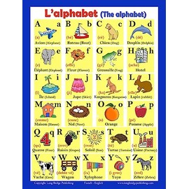 Long Bridge Publishing French Language School Poster - Alphabet, Langue Française - Wall Chart, French-English Bilingual Text (18x24 inches)