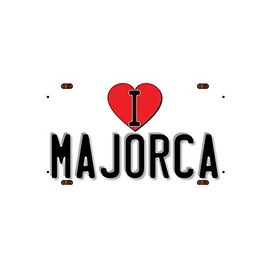 McMug - I Love Majorca (White Background) - Metal Sign, Decorative Sign, 200mm x 100mm