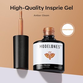 modelones Brown Gel Nail Polish,Orange Nail Polish Drawing Swirl Shell Thread Effect Gel Polish Soak Off Led Autumn Fall Nail DIY Mani Gift for Women 15 ML