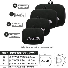 Aventik Neoprene Fishing Reel Cover Pouch Round Baitcasting Trolling Reels Storage Conventional Reel Cover Durable Soft Protection (Black, L:4.3''Width x 3.3''Diameter)