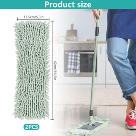 Microfibre Cover Set of 2, Chenille Microfibre Floor Mop, Mop Cover Replacement Cover, Chenille Flat Mop, Floor Mop Cover for Ideal Dirt Absorption, Ideal for Floors such as Tiles and Laminate