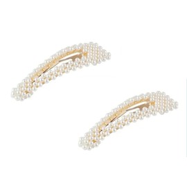 2Pcs Snap Pearl Hair Clips and Barrettes, Large 3.3 Hair Accessories for Women, Girls, and Children, Ideal for Daily Styling or Party Wedding, Hair Styling Pins