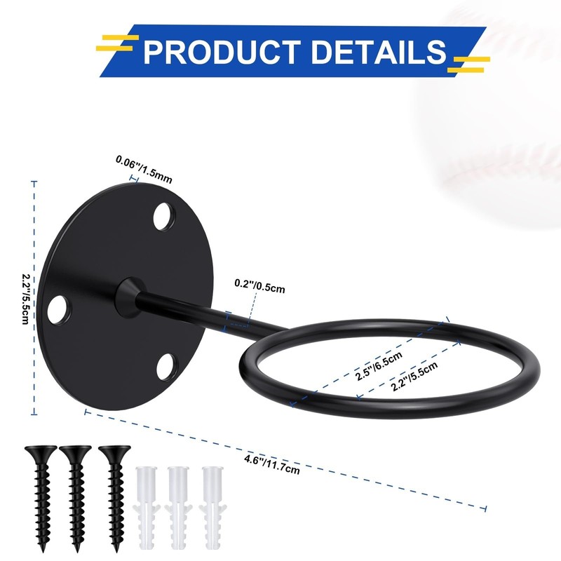 Threan Baseball Display Holder for Wall, Metal Softball Memorabilia Wall