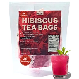 36 Hibiscus Tea Bags Powder, 2.54 oz, Tea for Iced & Hot Beverage, 100% Natural Loose Leaf Hibiscus Powder - No sugar, Caffeine-Free, Vegan, Aromatic & Freashy (1)