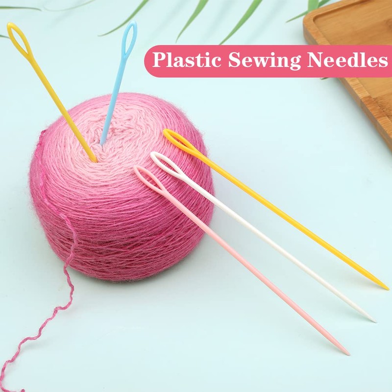 LUNARM 50PCS Plastic Sewing Needles, Large Eye Plastic Yarn Needles,