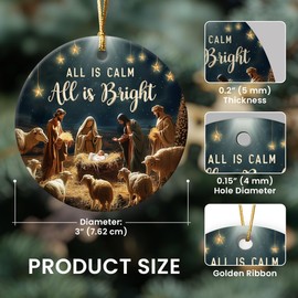 Gift Glow Nativity Ornaments for Christmas Tree - Religious Gifts for Men, Women, Christian Gift Ideas, Ceramic Christian Ornament 2024, Nativity Scene Christmas Decor, Christmas Keepsake