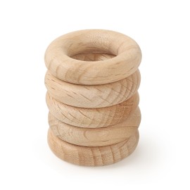 FoDau770 5pcs Natural Beech Wooden Rings, Unfinished Solid Wood Rings Heavy Duty Wood Circles, Macrame Craft Circles for Party, Home Decor & DIY Making - Outer Diameter: 1 Inch