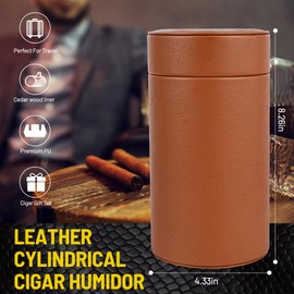 Handcrafted Portable Cigar Humidor/Travel Cigar Case, Portable Cigar humidor，Cigar humidor，Brown Litchi Grain, Holds 10-30 Cigars, Includes Humidifier and Humidification Strips