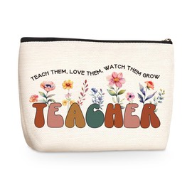 Teacher Gifts Cosmetic Bag Teacher Appreciation Gifts Makeup Organizer Bag Teacher Must Haves Travel Toiletry Bag Retirement Christmas Birthday Gifts for Women Friends Mentor Daycare Teacher Gifts